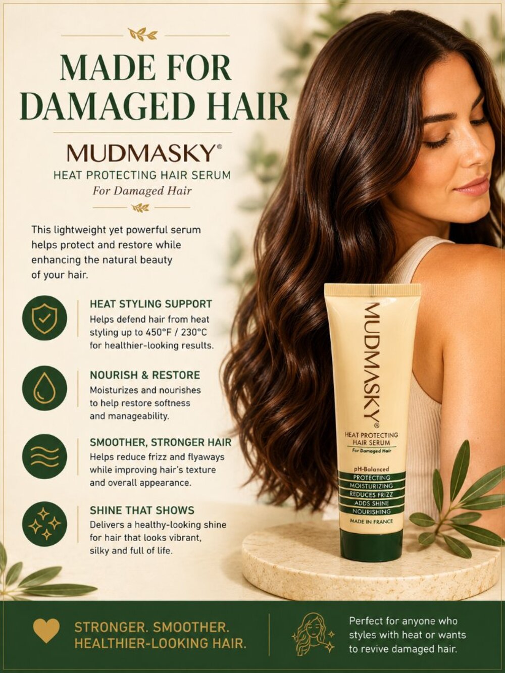 MUDMASKY Heat Protecting Hair Serum Damaged Hair 60mL 2oz Made France - Picture 4 of 4